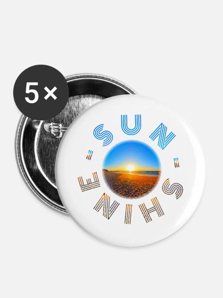 Sonnenuntergang am Strand Design - Buttons groß 56 mm (5er Pack) - Weiß