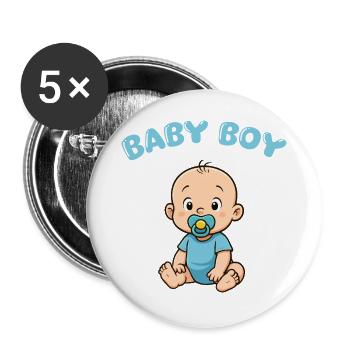 Cute Baby Boy Print - Buttons large 2.2''/56 mm (5-pack) - white - Front