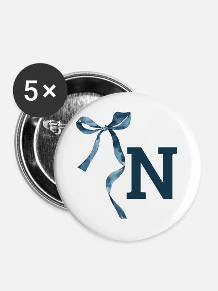Monogramm n Geschenkidee - Buttons groß 56 mm (5er Pack) - Weiß