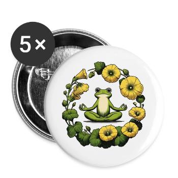 Friedlicher Frosch-Meditationskreis - Buttons groß 56 mm (5er Pack) - Weiß - Vorne