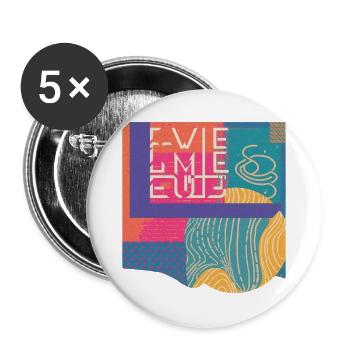 Bunte Geometrie Typografie Vintage Retro Design  - Buttons groß 56 mm (5er Pack) - Weiß - Vorne