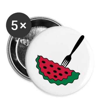 Melone mit Gabel - Buttons groß 56 mm (5er Pack) - Weiß - Vorne