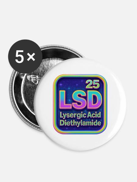 Neon Psychedelisch Acid Retro - Buttons groß 56 mm (5er Pack) - Weiß