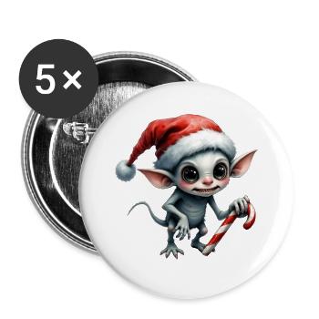 Elfe de Noël avec canne - Lot de 5 grands badges (56 mm) - blanc - Devant