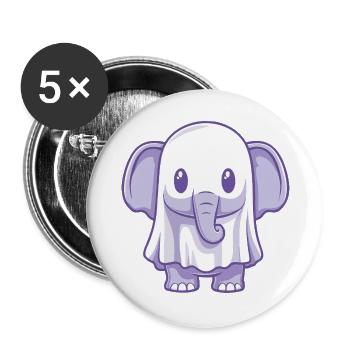 Éléphant Halloween Fantôme - Lot de 5 grands badges (56 mm) - blanc - Devant