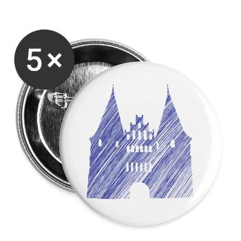 Lübeck Landmark Blue | Scribble Look - Buttons large 2.2''/56 mm (5-pack) - white - Front