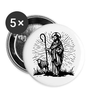 Illustration du Bon Pasteur - Lot de 5 grands badges (56 mm) - blanc - Devant