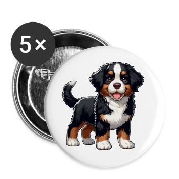 Bouvier Bernois chiot doux - Lot de 5 grands badges (56 mm) - blanc - Devant