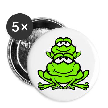 Grenouille Enfant Famille Papa Maman Piggyback Fête des Pères - Lot de 5 grands badges (56 mm) - blanc - Devant