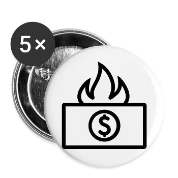 Argent qui Brûle - Lot de 5 grands badges (56 mm) - blanc - Devant