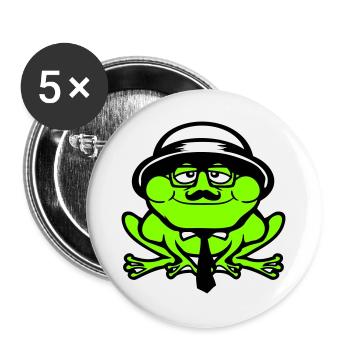 Grenouille Sir Mr. Rich Gangster Lunettes Chapeau Cravate - Lot de 5 grands badges (56 mm) - blanc - Devant