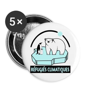 Réfugiés climatiques - Lot de 5 grands badges (56 mm) - blanc - Devant
