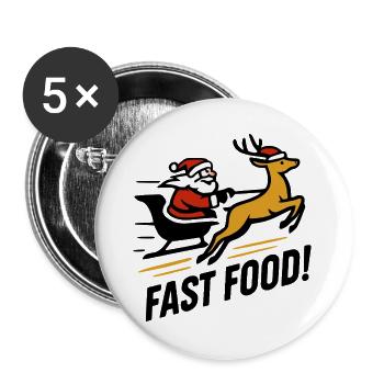 Santa Claus Reindeer – Funny Fast Food Design - Buttons large 2.2''/56 mm (5-pack) - white - Front