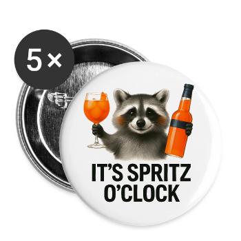C’est Spritz O’Clock Idée de cadeau pour la fête du raton laveur - Lot de 5 grands badges (56 mm) - blanc - Devant