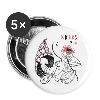 Sternzeichen Krebs - Buttons groß 56 mm (5er Pack) - Weiß - Vorne