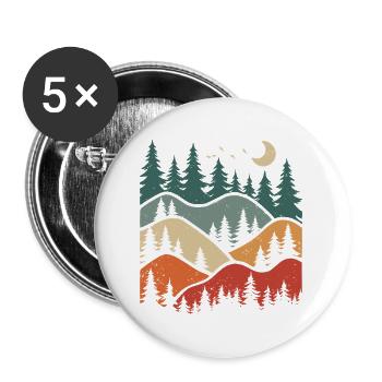 Forêt Paysage Nature Arbres Amoureux de la Nature - Lot de 5 grands badges (56 mm) - blanc - Devant