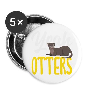 Yes Sea Otter Cartoon - Buttons large 2.2''/56 mm (5-pack) - white - Front