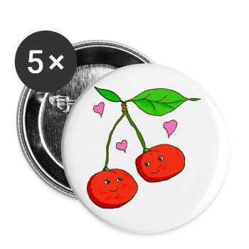 Cerises - Lot de 5 grands badges (56 mm) - blanc - Devant