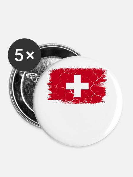 Genf - Buttons groß 56 mm (5er Pack) - Weiß