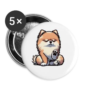 Talk to the Paw Pomeranian Pomeranian Pomeranian Spitz Dog - Buttons large 2.2''/56 mm (5-pack) - white - Front