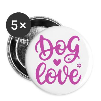 Amour Chien Doodle Rose - Lot de 5 grands badges (56 mm) - blanc - Devant