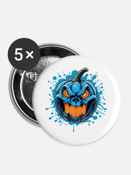 WÜTENDER KÜRBIS - Buttons groß 56 mm (5er Pack) - Weiß