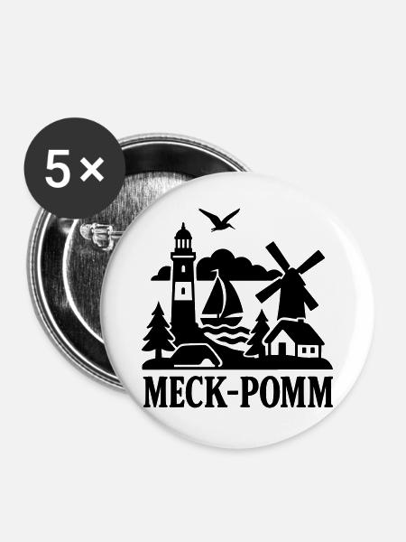 meckpomm silhouette - Buttons groß 56 mm (5er Pack) - Weiß