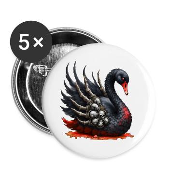 Schwarzer Schwan mit Totenköpfen - Buttons groß 56 mm (5er Pack) - Weiß - Vorne