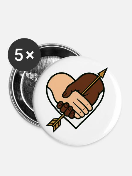 Liebe ohne Grenzen - Buttons groß 56 mm (5er Pack) - Weiß