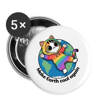 Rette den Planeten Erde, mach die Erde wieder cool - Buttons groß 56 mm (5er Pack) - Weiß - Vorne