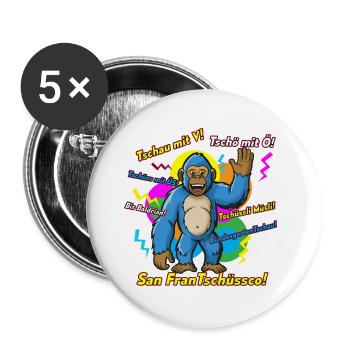 Dictons d’adieu colorés de Bigfoot. Calembour - Lot de 5 grands badges (56 mm) - blanc - Devant