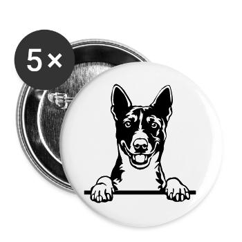 Basenji Kopf - Buttons groß 56 mm (5er Pack) - Weiß - Vorne