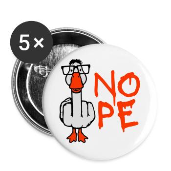 Goose Nope Doigt du milieu Nerd Geek Lunettes à monture en corne Smart - Lot de 5 grands badges (56 mm) - blanc - Devant