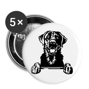 Tête du Labrador - Lot de 5 grands badges (56 mm) - blanc - Devant
