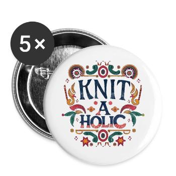 Accro à la maille - Lot de 5 grands badges (56 mm) - blanc - Devant