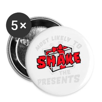 Le plus susceptible de secouer les cadeaux Noël Fun - Lot de 5 grands badges (56 mm) - blanc - Devant
