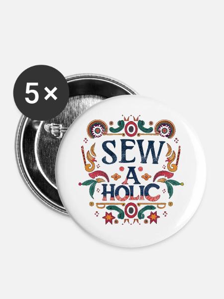 Sew-aholic - Buttons groß 56 mm (5er Pack) - Weiß