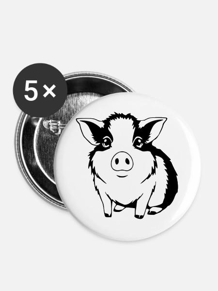 Meerschweinchen T-shirt Geschenk - Buttons groß 56 mm (5er Pack) - Weiß