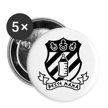 Meilleure maman – Armoiries avec sucette et bouteille pirate - Lot de 5 grands badges (56 mm) - blanc - Devant