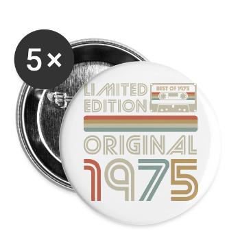 Cassette rétro originale limitée de 1975 - Lot de 5 grands badges (56 mm) - blanc - Devant