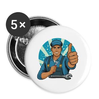 Craftsman Thumbs Up Illustration - Buttons large 2.2''/56 mm (5-pack) - white - Front