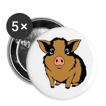Meerschweinchen T-shirt Geschenk - Buttons groß 56 mm (5er Pack) - Weiß - Vorne