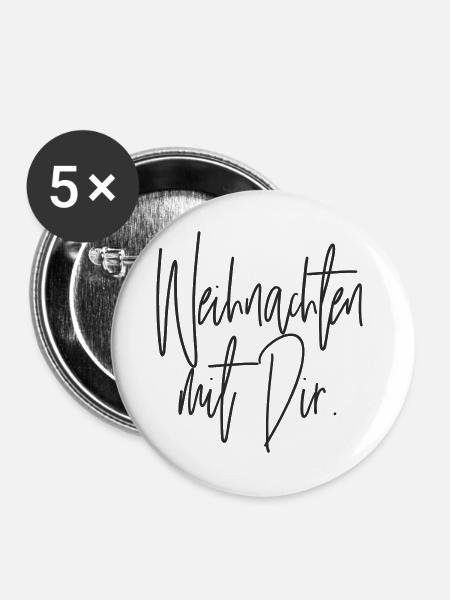 Weihnachten mit Dir Handschrift - Buttons groß 56 mm (5er Pack) - Weiß