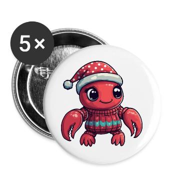Lobster Crab Christmas - Buttons large 2.2''/56 mm (5-pack) - white - Front