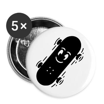 Planche à roulettes qui rit | Dessin animé de patineur drôle - Lot de 5 grands badges (56 mm) - blanc - Devant