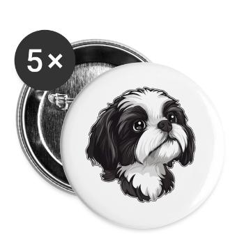 Shih Tzu - Buttons groß 56 mm (5er Pack) - Weiß - Vorne