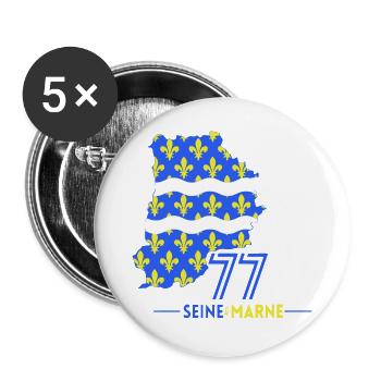 Seine et Marne 77 - Buttons large 2.2''/56 mm (5-pack) - white - Front