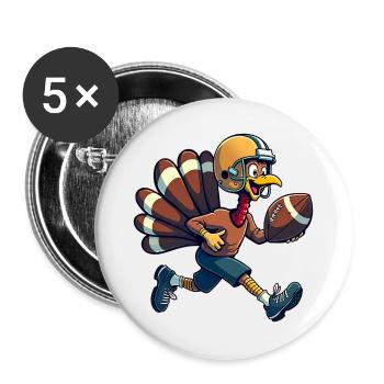 Thanksgiving Football Turkey - Buttons large 2.2''/56 mm (5-pack) - white - Front