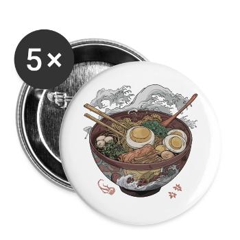 Grand bol de ramen - Lot de 5 grands badges (56 mm) - blanc - Devant