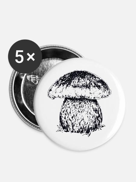 STEINPILZ - Buttons groß 56 mm (5er Pack) - Weiß